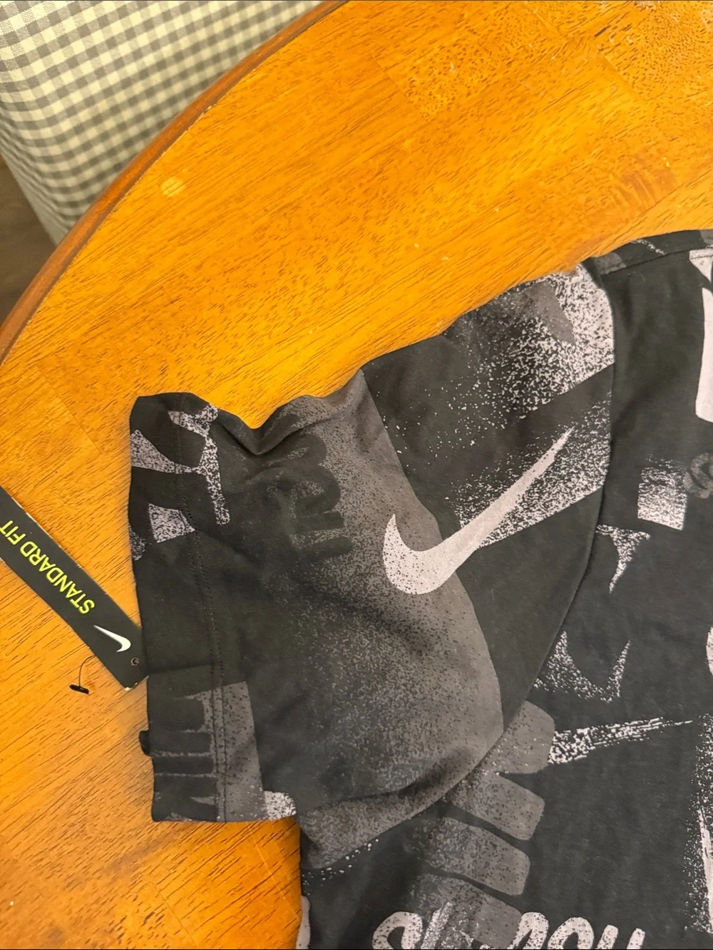 Nike Black & Gray All-Over Graphic Logo Short Sleeve Tee with Red Swoosh xxl